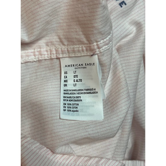 American Eagle Mens Long Sleeve Button Down Shirt AE Print‎ Pink Striped - Picture 5 of 5